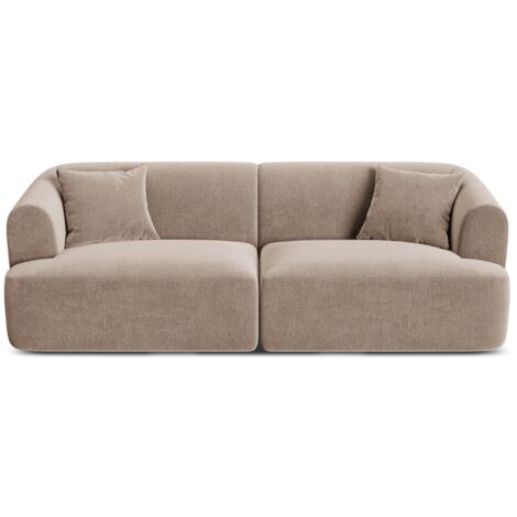 Canapé modulable 3 places en velours beige foncé