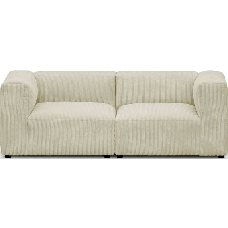 Homifab - Canapé modulable 3 places en velours côtelé beige - Modulo