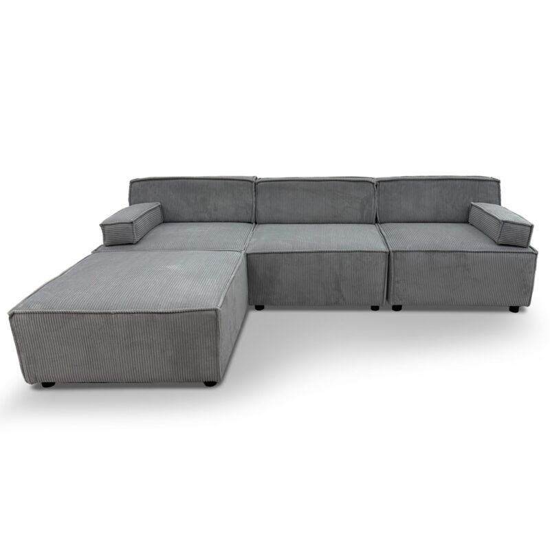 Cotecosy – Canapé d'angle modulable en velours côtelé gris – 4 modules indépendants – Dimensions L258 x P172 x H68 cm – Design moderne et raffiné