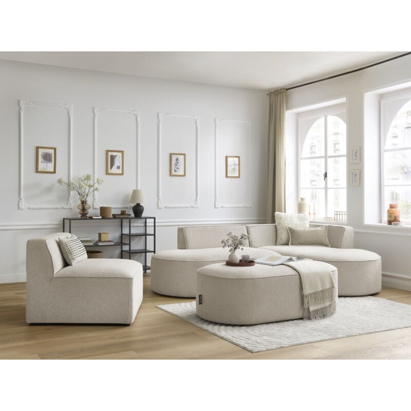 Chauffeuse 1 place pour canapé modulable rousseau tissu chiné Beige - Bobochic