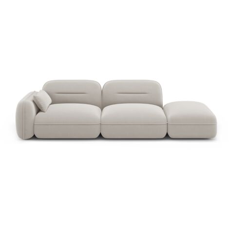 Canapé modulable droit 3 places en velours beige clair