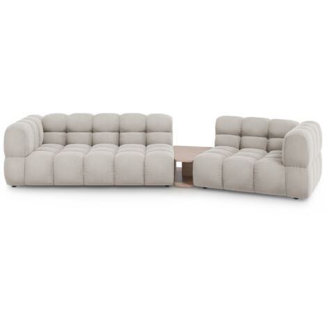 Canapé modulable droit 3 places en velours beige clair