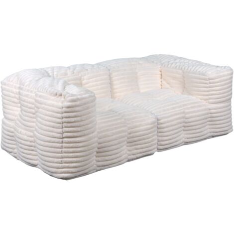 Canapé modulable 3 places en fourrure côtelée – Dimensions 90x180 cm – Assemblage rapide sans outil – Utilisation comme 2 poufs XXL