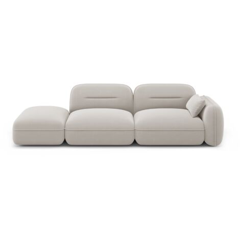 Canapé modulable gauche 3 places en velours beige clair
