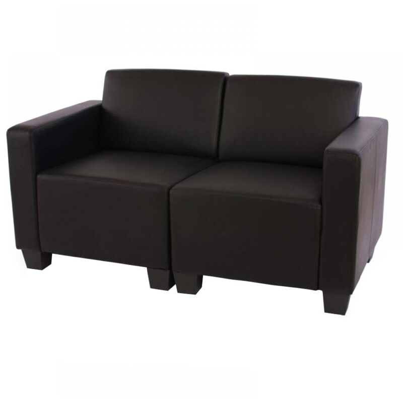 HHG - Canapé 2 places lounge/salon Lyon, modulable, simili-cuir, noir