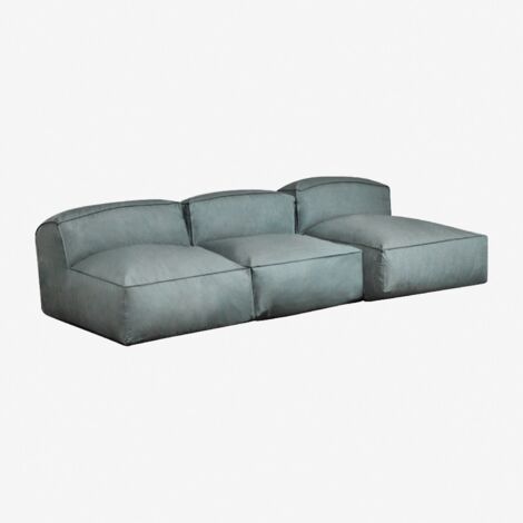 Canapé modulaire 3 pièces avec chaise longue pour jardin Dojans SKLUM Vert Éter