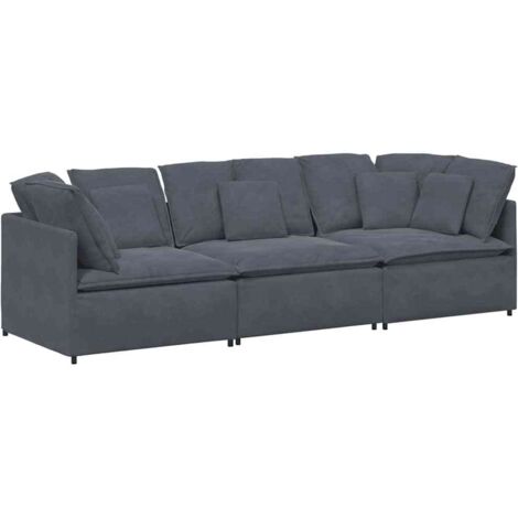 Canapé modulaire avec coussins en velours gris foncé vidaXL
