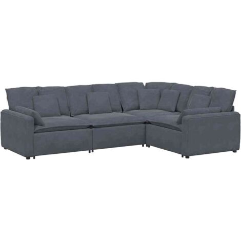 Canapé modulaire avec coussins en velours gris foncé vidaXL