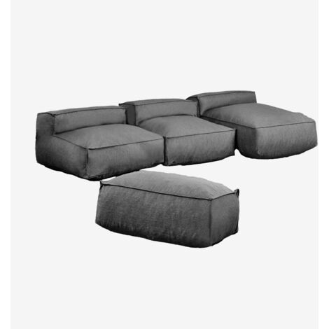 Canapé modulaire avec méridienne 3 pièces et pouf Dojans SKLUM Gris Granit