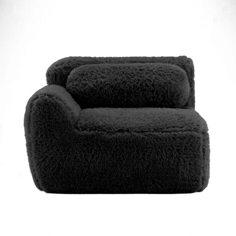 Canapé modulaire Aviana en tissu pelucheux ultra-doux - Noir