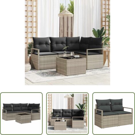 Canapé modulaire -  Ensemble de Canapés 5 pcs Gris clair polyrotin