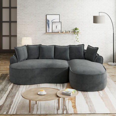 Canapé modulaire L sans cadre Cloud chenille siège profond. Canapé longue extra large avec coussins pour salon,gris.
