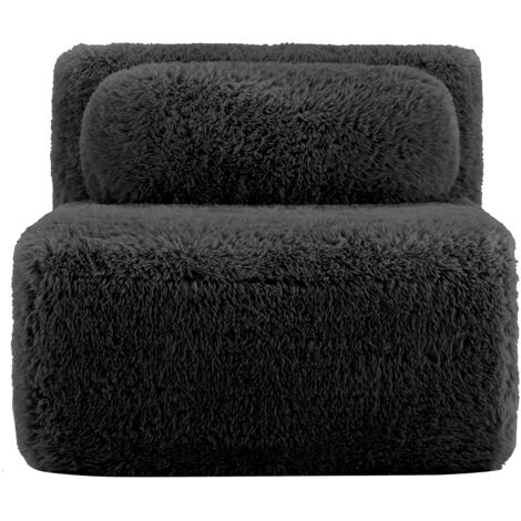 Canapé modulaire sans accoudoirs en tissu moelleux - Noir