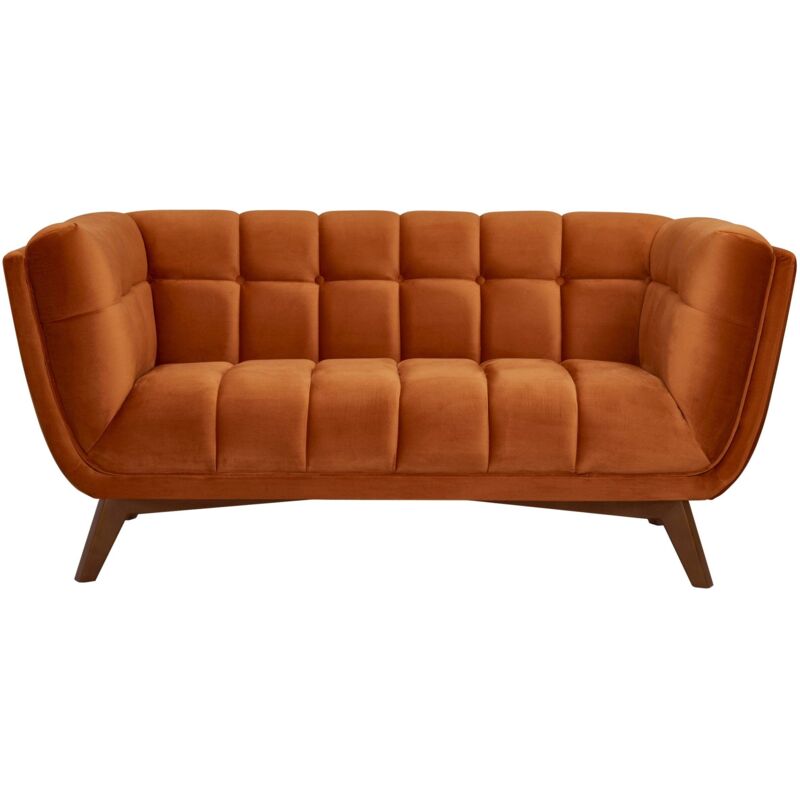 Rendez-vous Déco - Canapé 2 places en velours orange curcuma - mona