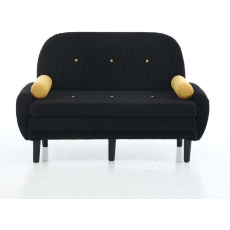 Canapé Multiform Sofa convertible Velour Noir 133.50x77.00x85.00 cm ZIPSOFA