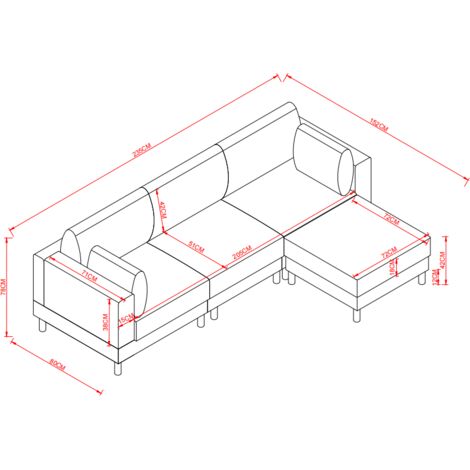 Canapé nordique d’angle 3 places avec tabouret 235×152×78 CM – Canapé en forme de L beige en polyester et pieds en bois massif pour le salon moderne