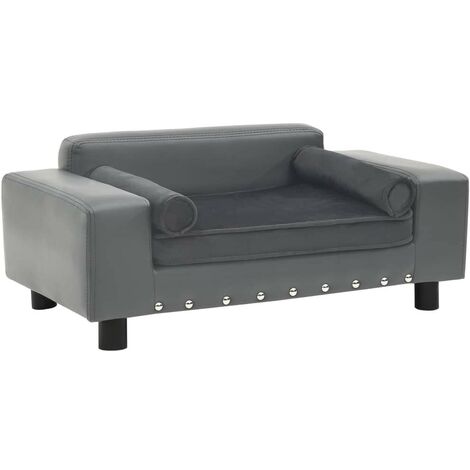Canapé ou Lit pour chien. Sofa Gris 81 x 43 x 31 cm similicuir et Velours & Confortable