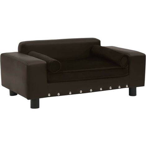 Canapé ou Lit pour chien. Sofa Marron 81 x 43 x 31 cm similicuir et Velours & Confortable