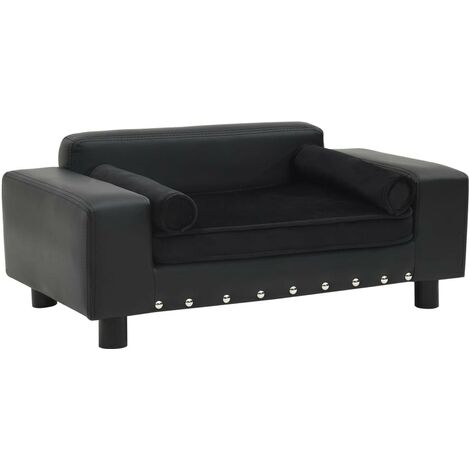 Canapé ou Lit pour chien. Sofa Noir 81 x 43 x 31 cm similicuir et Velours & Confortable