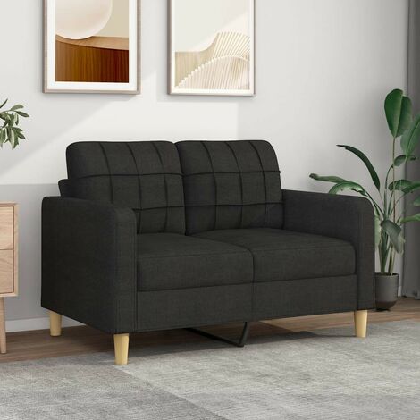 Canapé ou Sofa 2 Places 120 cm Tissu Noir. Avec Pied en bois. Confort et qualité