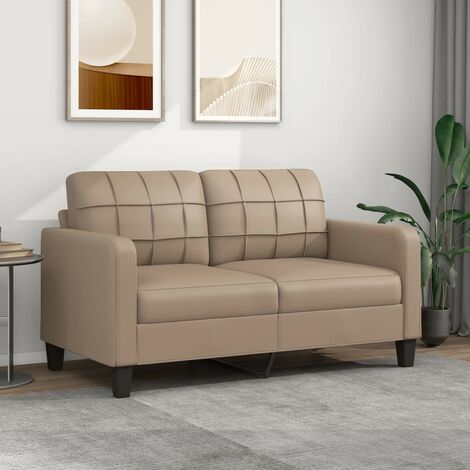 Canapé ou Sofa 2 Places 140 cm Simili Cuir Beige. Avec Pied en bois. Confort et qualité