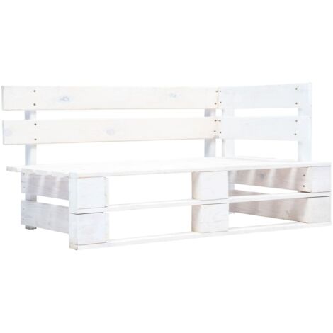 Canapé palette 2 places de jardin, Canapé d'extérieur, Meuble de jardin,avec coussins Pin imprégné de blanc OIB8427E