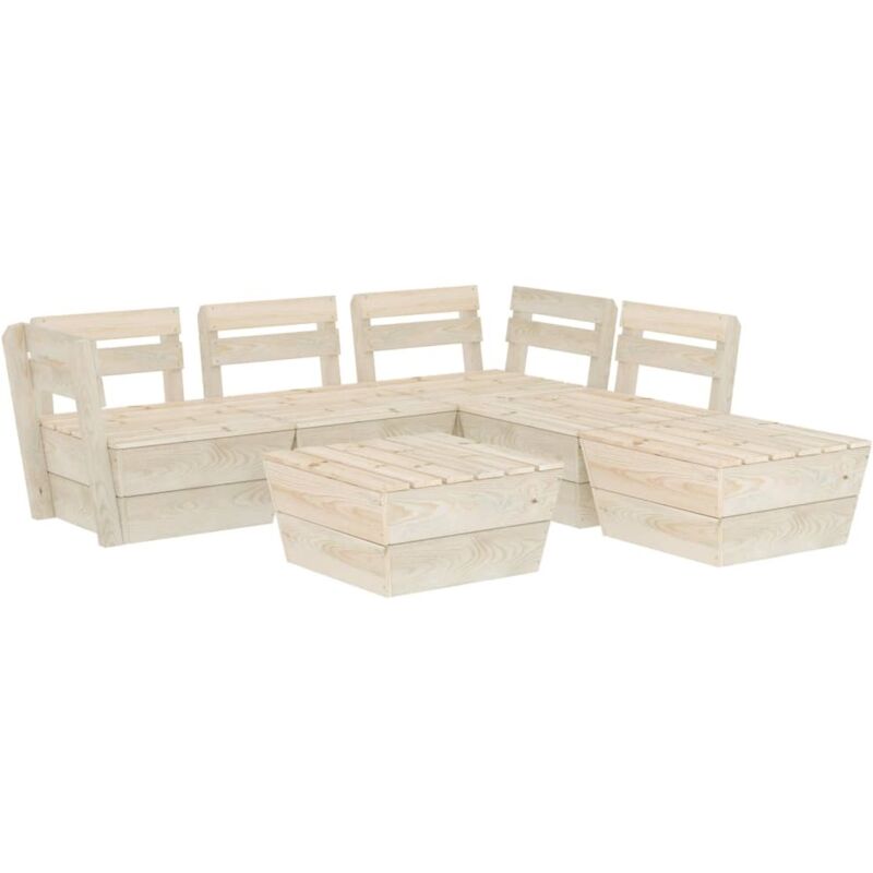Salon de jardin palette 6 pcs Bois d'épicéa imprégné Vidaxl