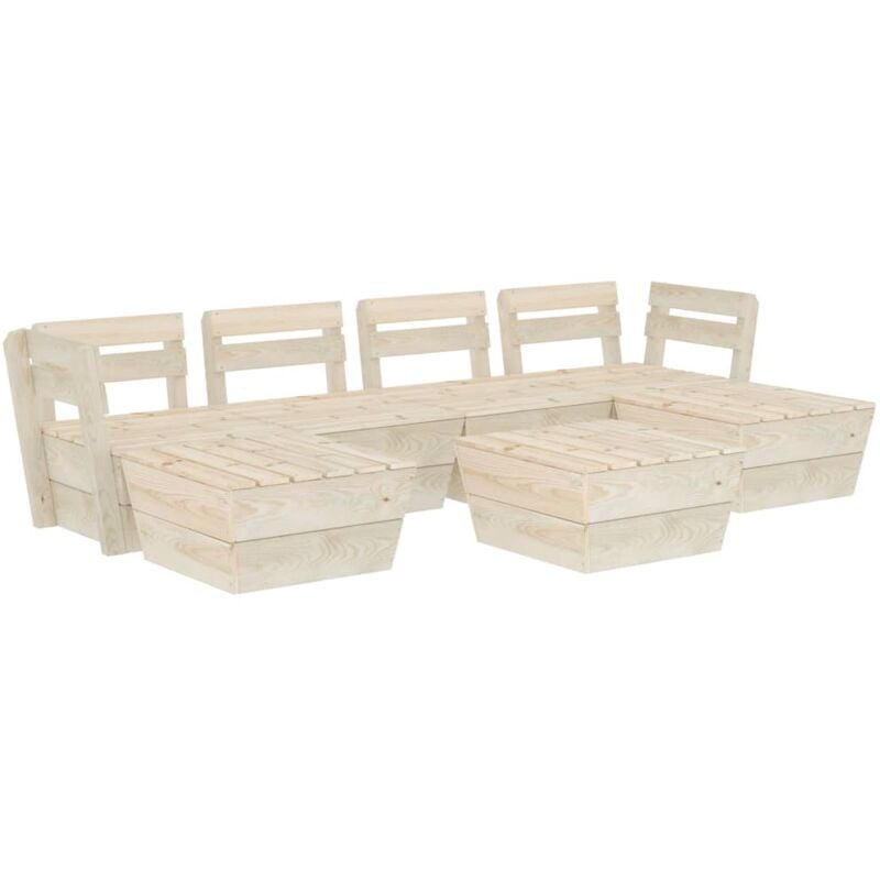 Salon de jardin palette 7 pcs Bois d'épicéa imprégné Vidaxl