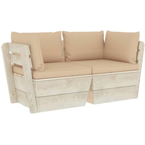 Canapé palette à 2 places de jardin,Canapé d'extérieur,Sofa de jardin avec coussins Bois d'épicéa CFW689028