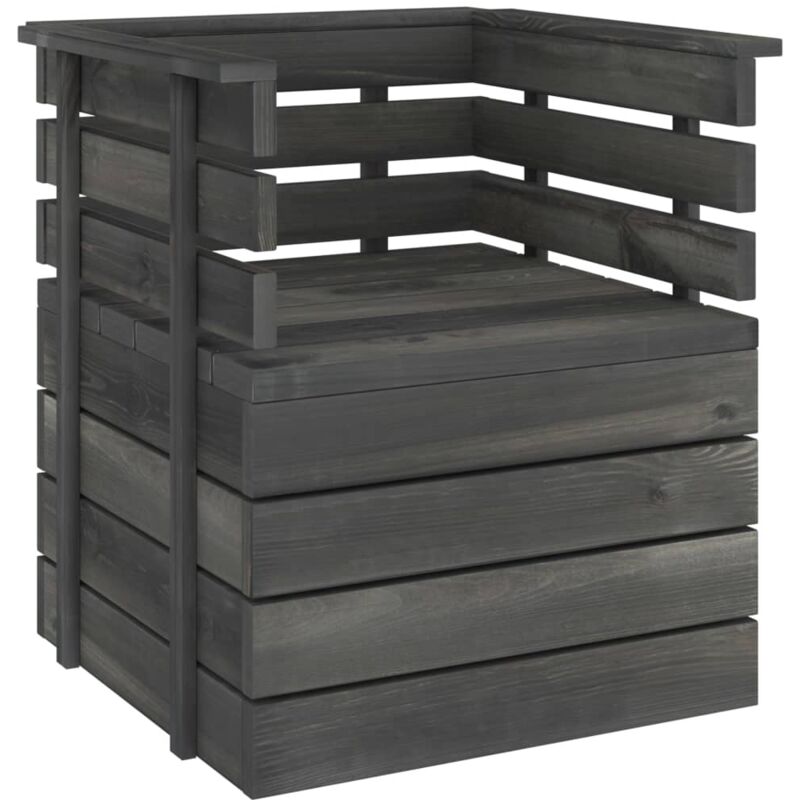 Fauteuil de jardin Bois de pin massif Gris foncé