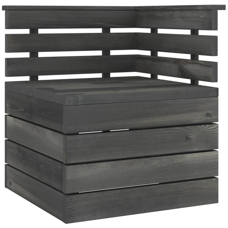 Canape palette d'angle de jardin Bois de pin massif Gris fonce
