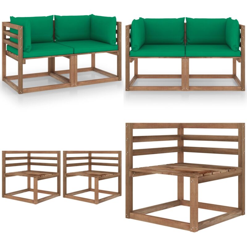 Canapé palette de jardin 2 places et coussins vert Pinède - Canapé De Jardin - Salon De Jardin - Mobilier De Jardin - Meubles De Jardin - Canapé