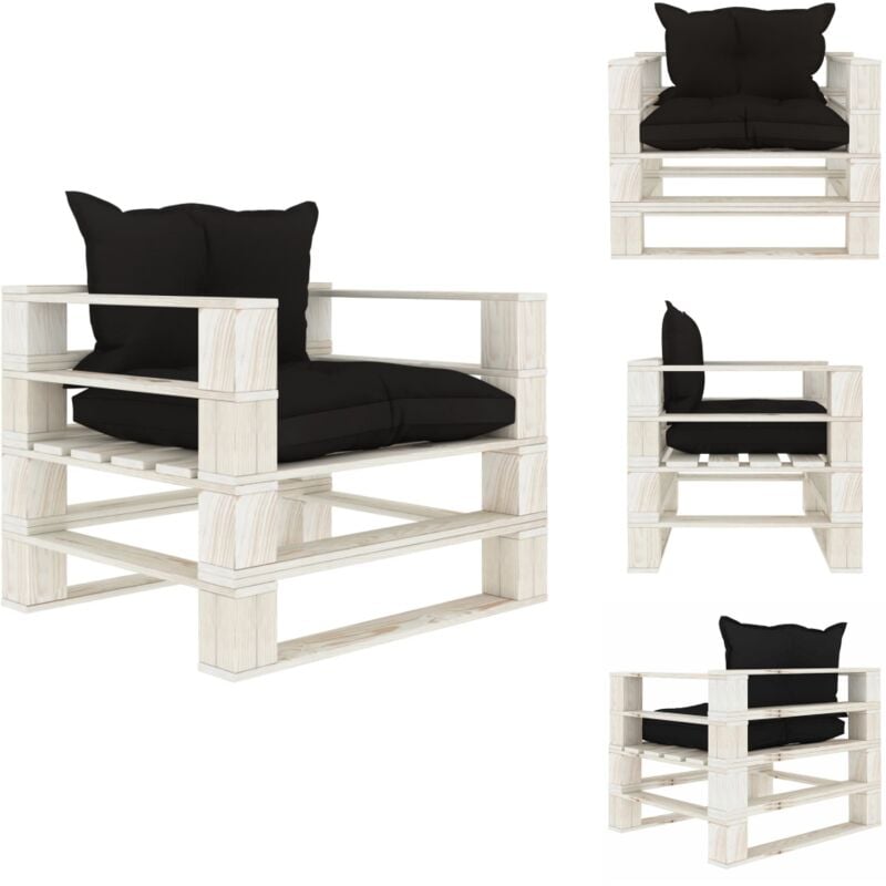 Canapé palette de jardin avec coussins noir Bois - Canapé Jardin - Canapé Palettes - Meubles De Jardin - Fauteuil Jardin - Décoration Extérieure