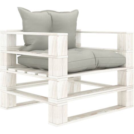 Canapé palette de jardin avec coussins taupe Bois vidaXL