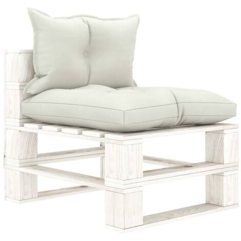 Canapé palette de milieu de jardin avec coussins-Salon de jardin beige Bois 457055