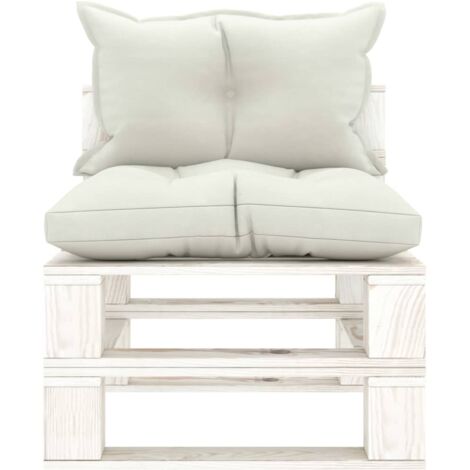Canapé palette de milieu de jardin Divan de jardin avec coussins beige Bois