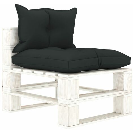 Canapé palette de milieu de jardin - Salon de jardin - Banc de jardin - et coussins anthracite Bois Chic-533056
