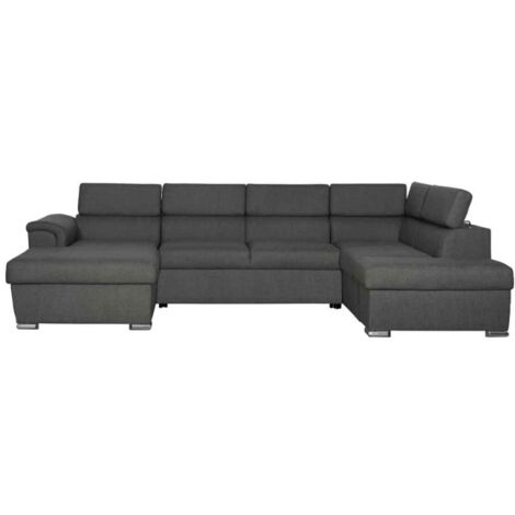 Canapé Panoramique Convertible "2 Coffres" 322cm Gris Foncé