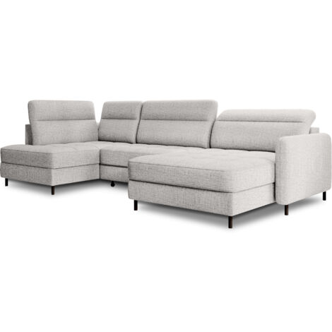 Canapé panoramique convertible BENTO en tissu avec coffre de rangement angle droit-Gris perle-angle droit