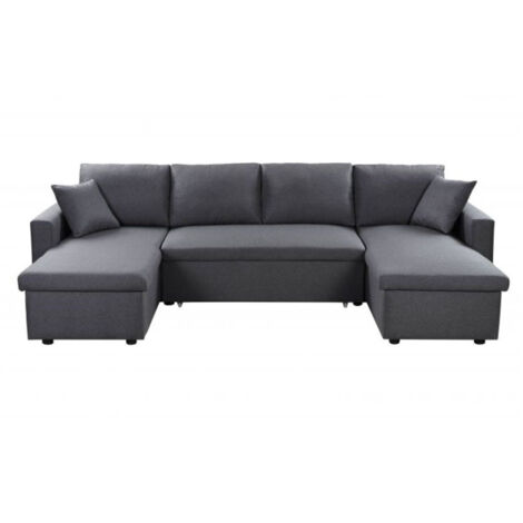 Canapé Panoramique Convertible "Dayo" 295cm Gris Foncé