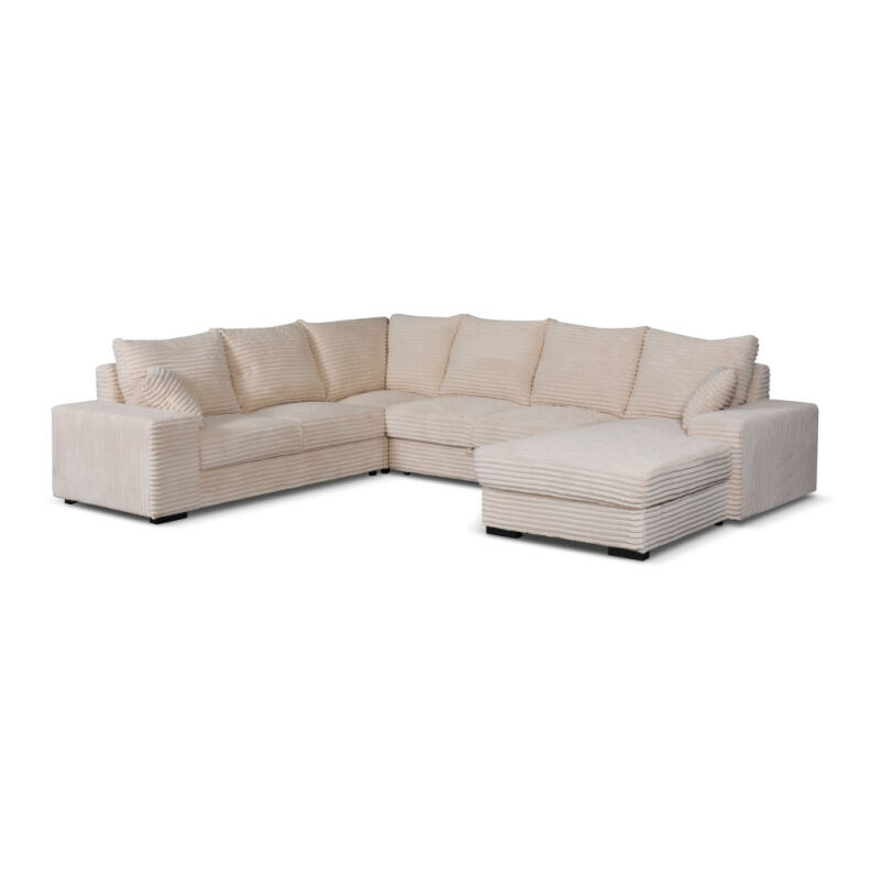 Alcos - Canapé panoramique droit Diana velours beige