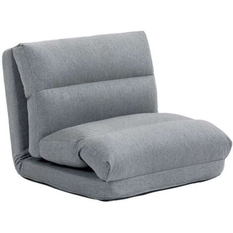 Canapé Paresseux et Fauteuil Convertible en Lit avec Inclinaison Réglable 90°-180°, Tissu Confortable et Design Moderne pour Salon ou Chambre d'Invite, 70L x 72P x 56H cm, Gris