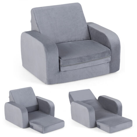 Canapé Pliant pour Tout-Petits, Canapé-Lit Convertible 3-en-1 Enfants avec Velours Cristal Ultra-Doux & Élastique, Housse Amovible et Lavable en