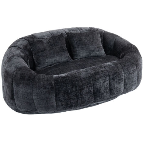 Canapé poire, canapé relax, fauteuil poire confortable et résistant à dossier haut, pour adultes et enfants, d'intérieur et d'extérieur, fauteuil de salon moelleux (chenille noire)