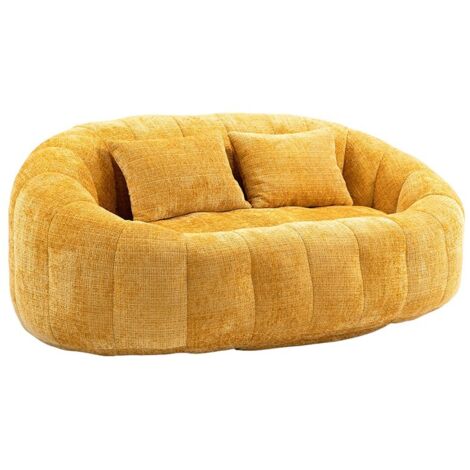 Canapé poire confortable en chenille – Dossier haut et accoudoirs – Fauteuil d'appoint moelleux – Pour détente et repos