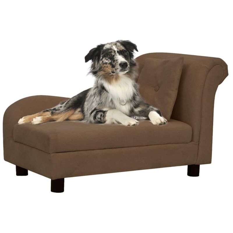 Vidaxl - Canapé pour chien avec oreiller Marron 83x44x44 cm Peluche
