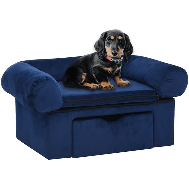 Vidaxl - Canapé pour chien avec tiroir Bleu 75x50x38 cm Peluche