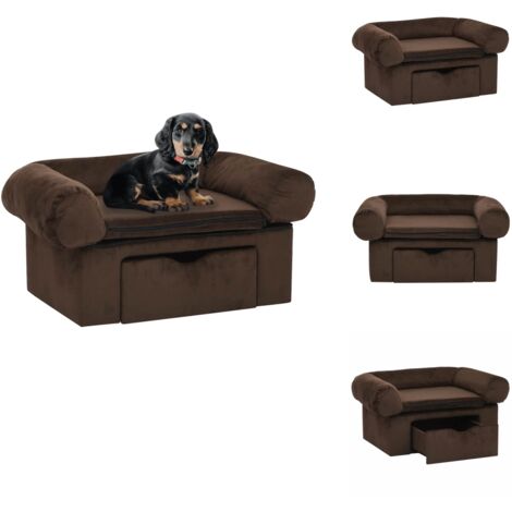Canapé pour chien avec tiroir Marron 75x50x38 cm Peluche - Canapé Chien - Lit Chien - Panier Chien - Accessoires Chien - Animaux Domestiques