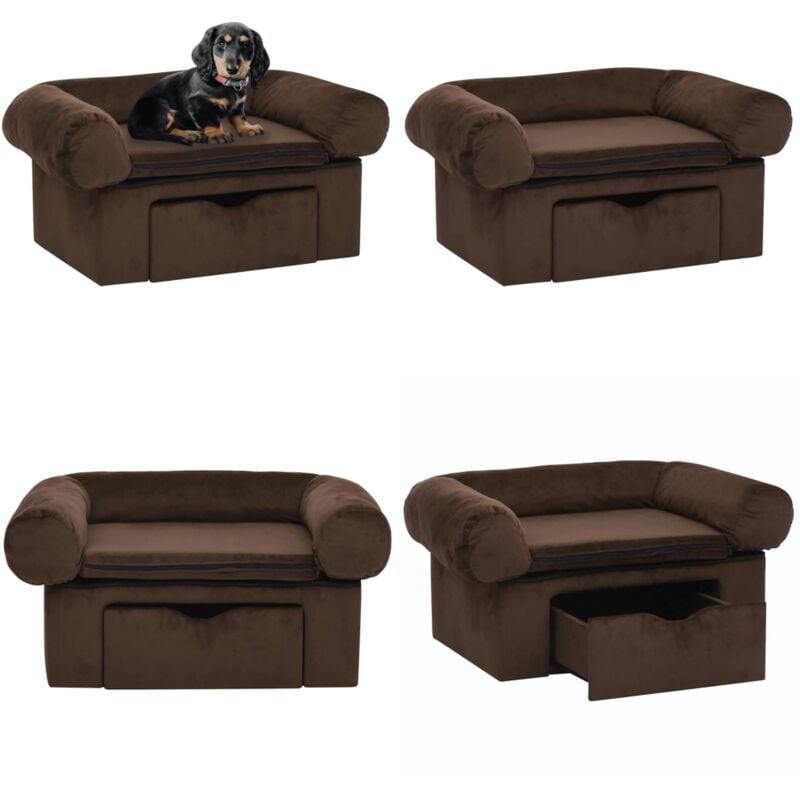 Vidaxl - Canapé pour chien avec tiroir Marron 75x50x38 cm Peluche - Canapé Chien - Lit Chien - Panier Chien - Accessoires Chien - Animaux Domestiques