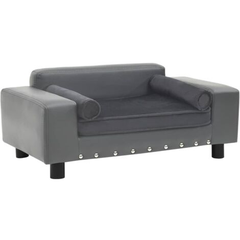 Canapé pour chien  Canapé Lit chien chat sur pied Gris 81x43x31 cm Peluche et similicuir 39226